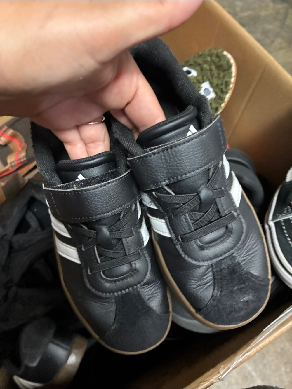 adidas Black Kids Sneakers with White Stripes